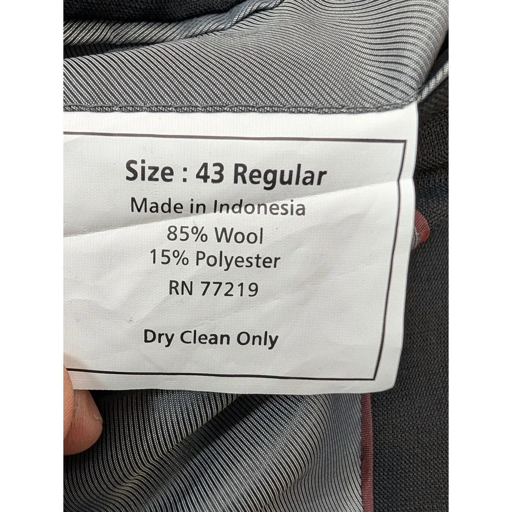 Pronto Uomo Blazer Jacket Mens 43R Black Wool Blend Two Button‎ Corpcore Formal
